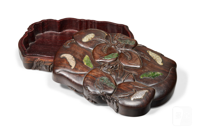 RARE BOÎTE COUVERTE EN ZITAN INCRUSTÉ DE JADE  CHINE, DYNASTIE QING, ÉPOQUE QIANLONG (1736-1795) - 图5